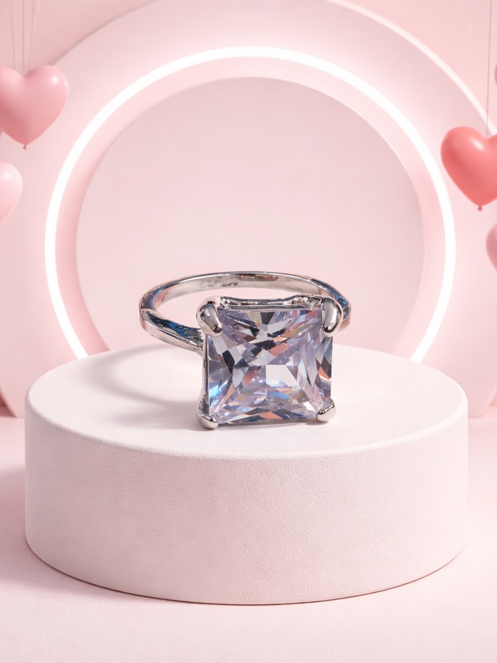 Princess Cut Solitaire CZ Lab Diamond Ring Size 6 NWOT ~